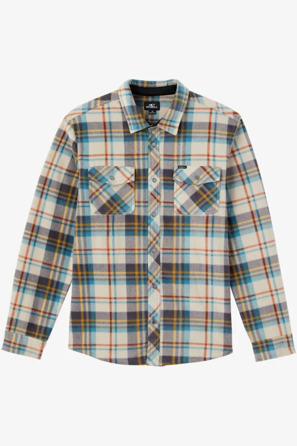 O’Neill Shirts & Flannels^GLACIER STANDARD FIT SUPERFLEECE OVERSHIRT LT KHAKI