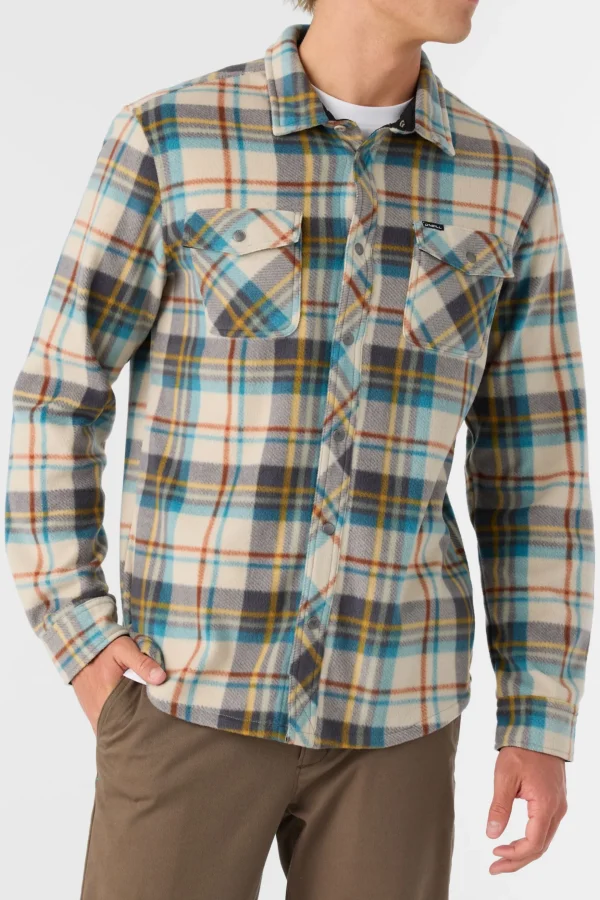 O’Neill Shirts & Flannels^GLACIER STANDARD FIT SUPERFLEECE OVERSHIRT LT KHAKI