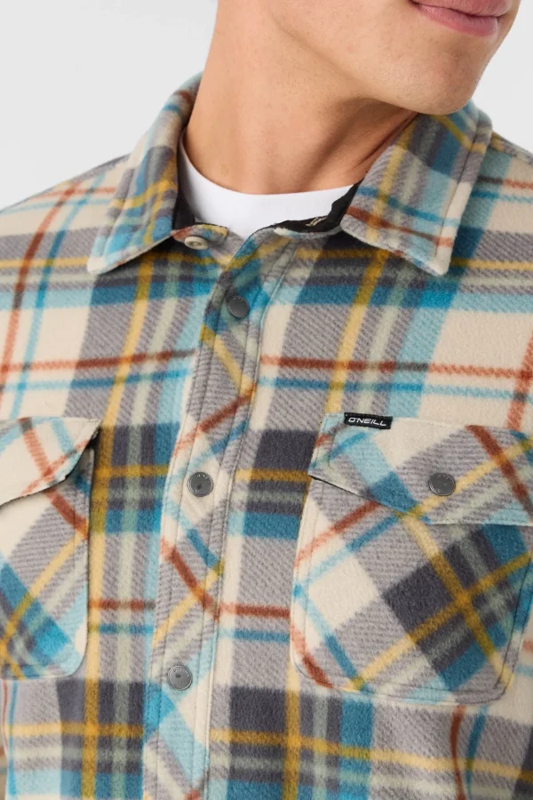 O’Neill Shirts & Flannels^GLACIER STANDARD FIT SUPERFLEECE OVERSHIRT LT KHAKI