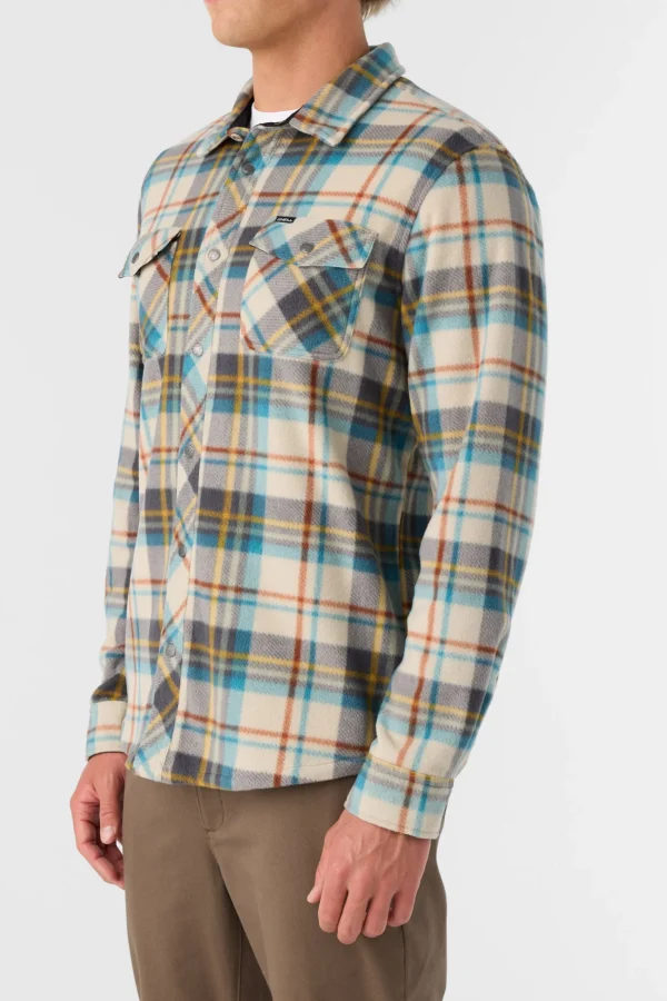 O’Neill Shirts & Flannels^GLACIER STANDARD FIT SUPERFLEECE OVERSHIRT LT KHAKI