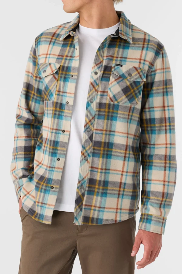 O’Neill Shirts & Flannels^GLACIER STANDARD FIT SUPERFLEECE OVERSHIRT LT KHAKI