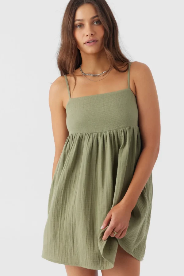 O’Neill Cover-Ups^HADIA CRINKLE DOUBLE GAUZE MINI DRESS OIL GREEN