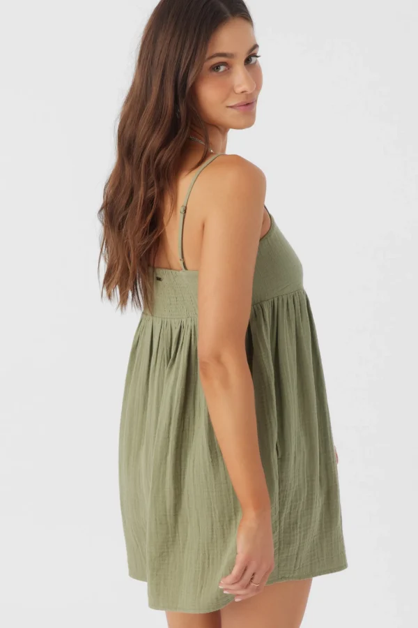 O’Neill Cover-Ups^HADIA CRINKLE DOUBLE GAUZE MINI DRESS OIL GREEN