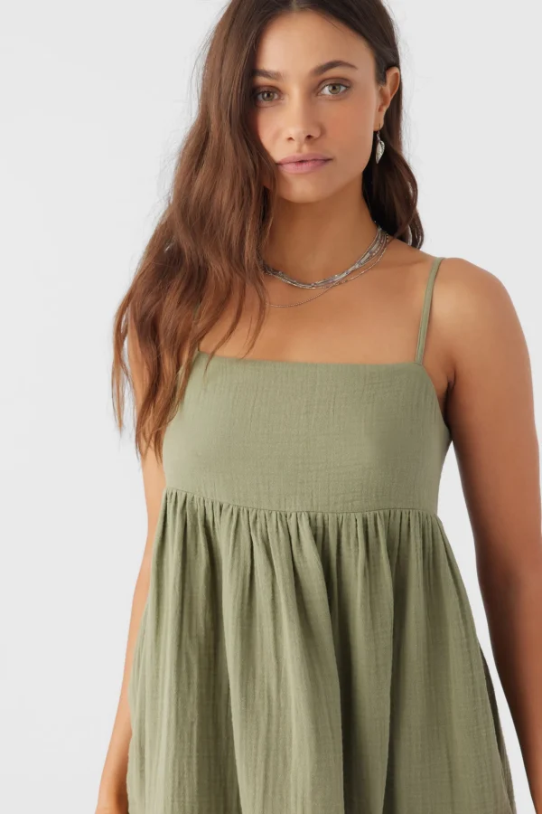 O’Neill Cover-Ups^HADIA CRINKLE DOUBLE GAUZE MINI DRESS OIL GREEN