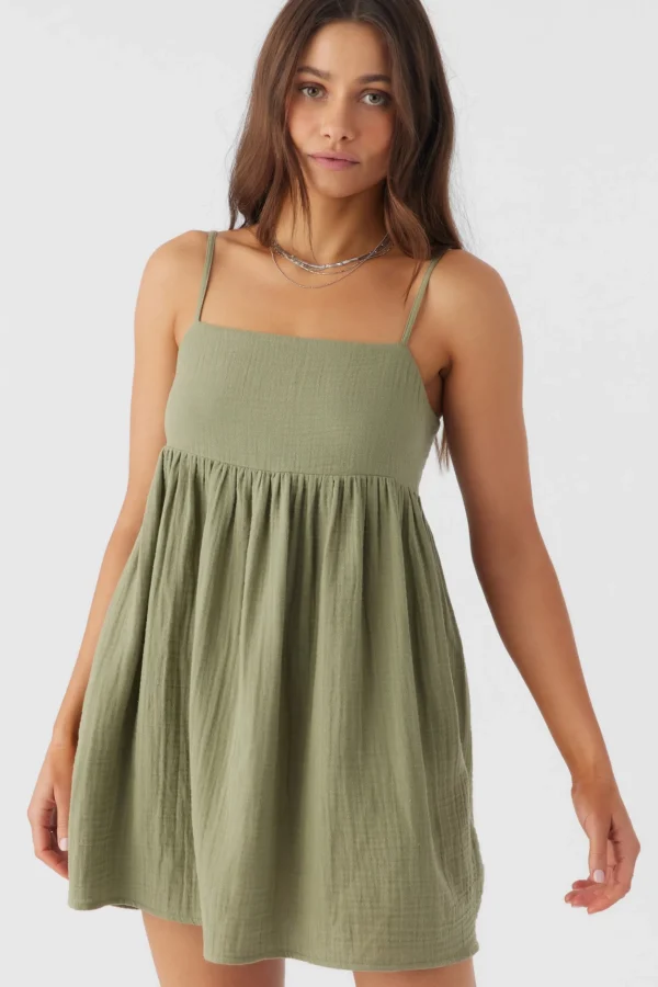 O’Neill Cover-Ups^HADIA CRINKLE DOUBLE GAUZE MINI DRESS OIL GREEN