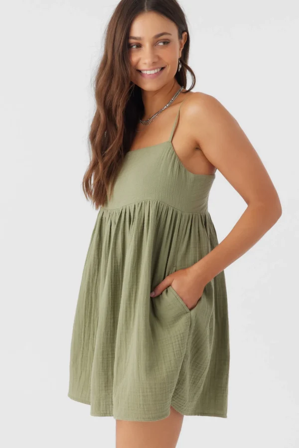 O’Neill Cover-Ups^HADIA CRINKLE DOUBLE GAUZE MINI DRESS OIL GREEN