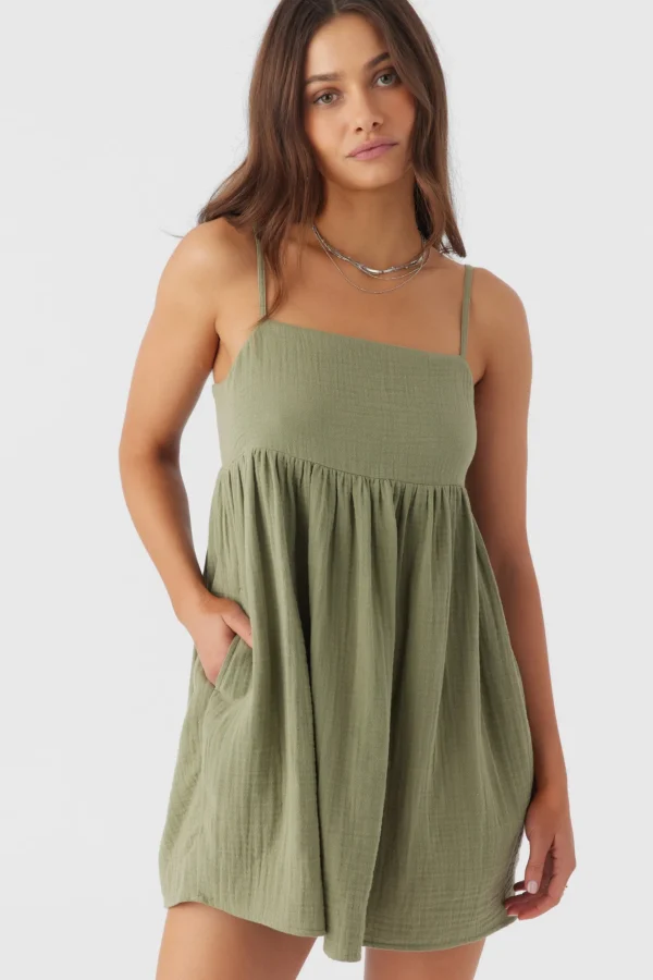 O’Neill Cover-Ups^HADIA CRINKLE DOUBLE GAUZE MINI DRESS OIL GREEN