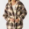 O’Neill Jackets^HEATH PLAID HIGH PILE FLEECE JACKET TOBACC BRW