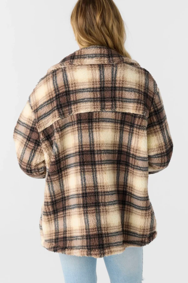 O’Neill Jackets^HEATH PLAID HIGH PILE FLEECE JACKET TOBACC BRW