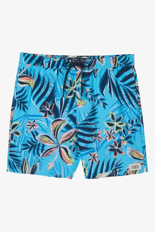 O’Neill Side Pockets^HERMOSA CREW ELASTIC WAIST 17" SWIM TRUNKS AQUARIUS