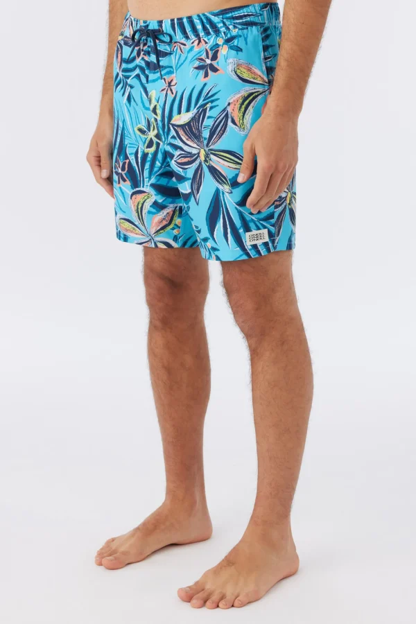 O’Neill Side Pockets^HERMOSA CREW ELASTIC WAIST 17" SWIM TRUNKS AQUARIUS