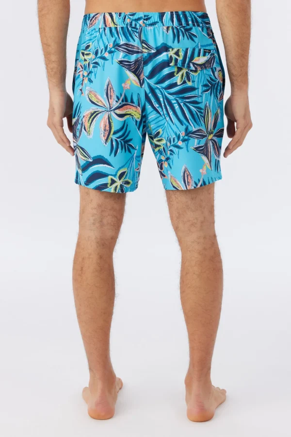 O’Neill Side Pockets^HERMOSA CREW ELASTIC WAIST 17" SWIM TRUNKS AQUARIUS