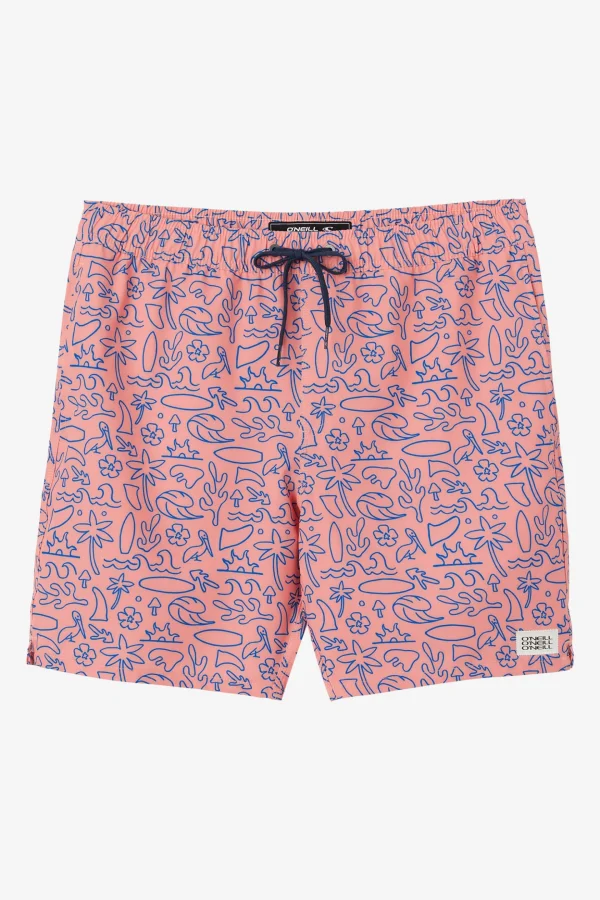 O’Neill Side Pockets^HERMOSA ELASTIC WAIST 17" SWIM TRUNKS CORAL 2