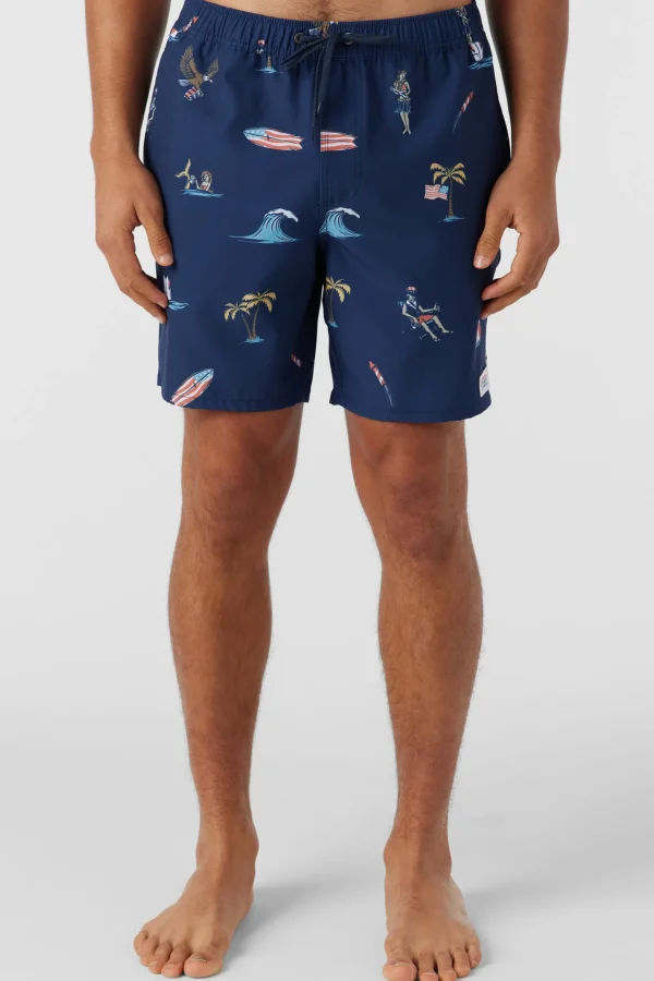 O’Neill Side Pockets^HERMOSA ELASTIC WAIST 17" SWIM TRUNKS NAVY