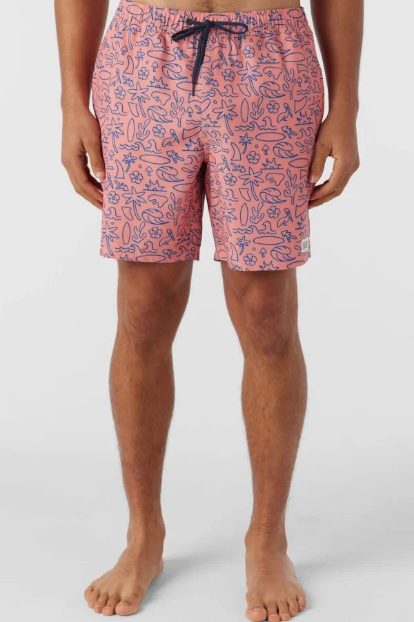 O’Neill Side Pockets^HERMOSA ELASTIC WAIST 17" SWIM TRUNKS CORAL 2