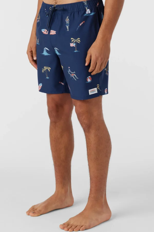 O’Neill Side Pockets^HERMOSA ELASTIC WAIST 17" SWIM TRUNKS NAVY