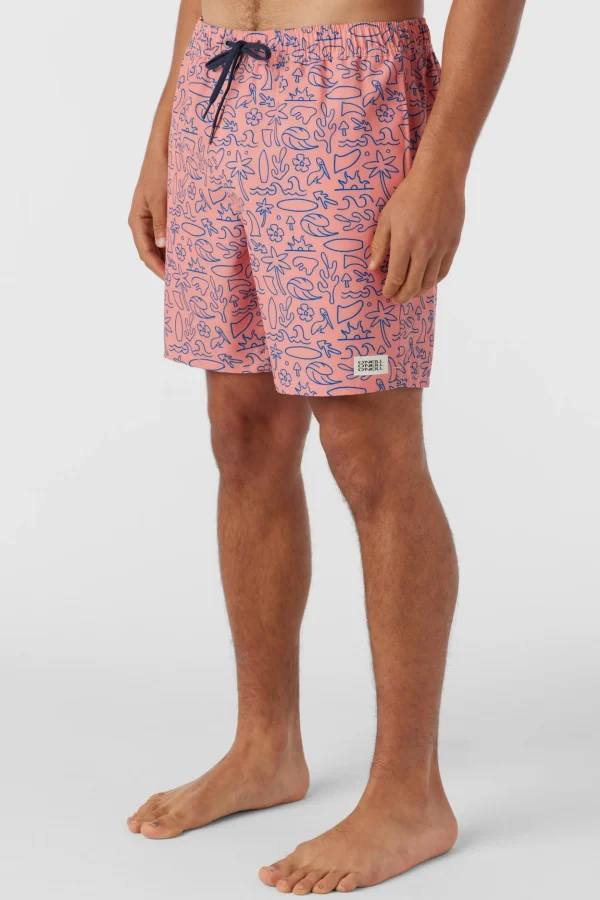 O’Neill Side Pockets^HERMOSA ELASTIC WAIST 17" SWIM TRUNKS CORAL 2