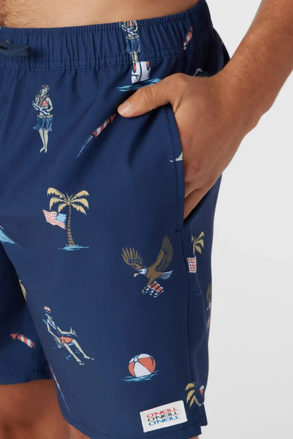 O’Neill Side Pockets^HERMOSA ELASTIC WAIST 17" SWIM TRUNKS NAVY