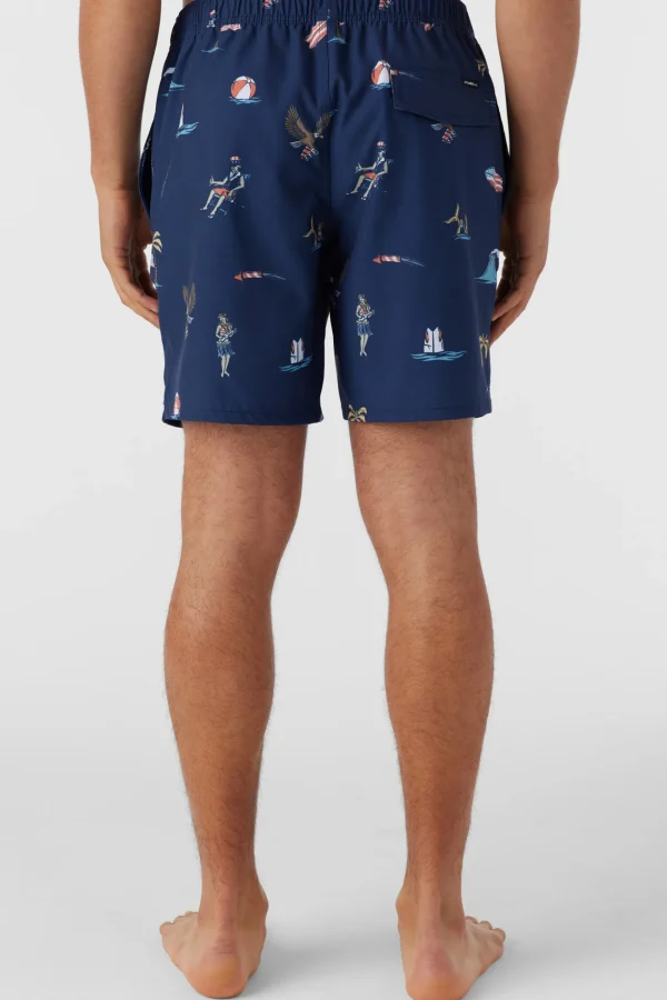 O’Neill Side Pockets^HERMOSA ELASTIC WAIST 17" SWIM TRUNKS NAVY