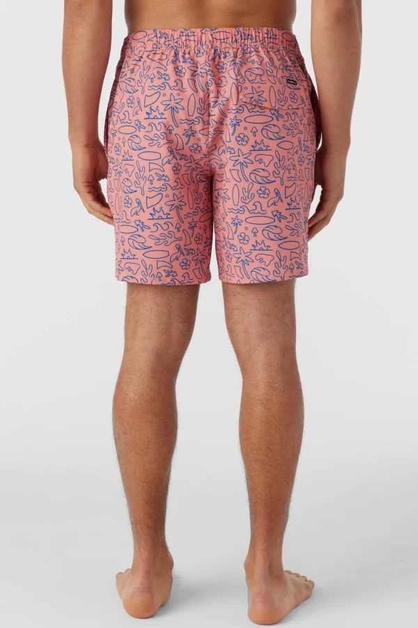 O’Neill Side Pockets^HERMOSA ELASTIC WAIST 17" SWIM TRUNKS CORAL 2