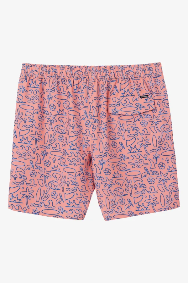 O’Neill Side Pockets^HERMOSA ELASTIC WAIST 17" SWIM TRUNKS CORAL 2