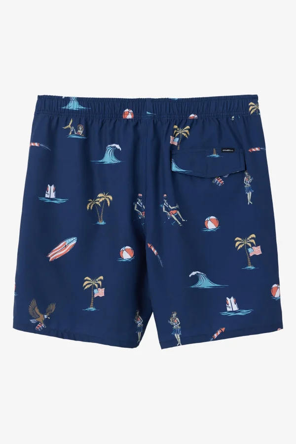 O’Neill Side Pockets^HERMOSA ELASTIC WAIST 17" SWIM TRUNKS NAVY