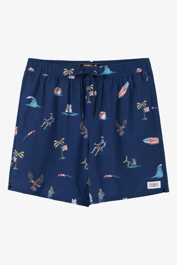 O’Neill Side Pockets^HERMOSA ELASTIC WAIST LINED 17" SWIM TRUNKS NAVY