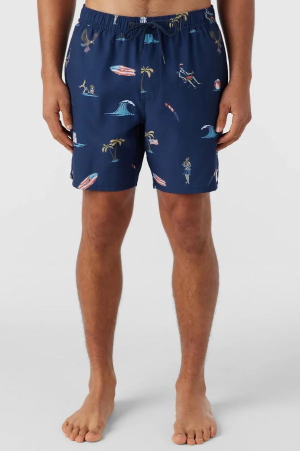 O’Neill Side Pockets^HERMOSA ELASTIC WAIST LINED 17" SWIM TRUNKS NAVY