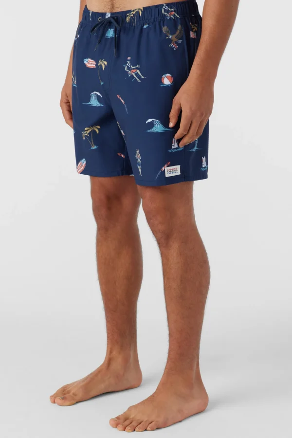 O’Neill Side Pockets^HERMOSA ELASTIC WAIST LINED 17" SWIM TRUNKS NAVY