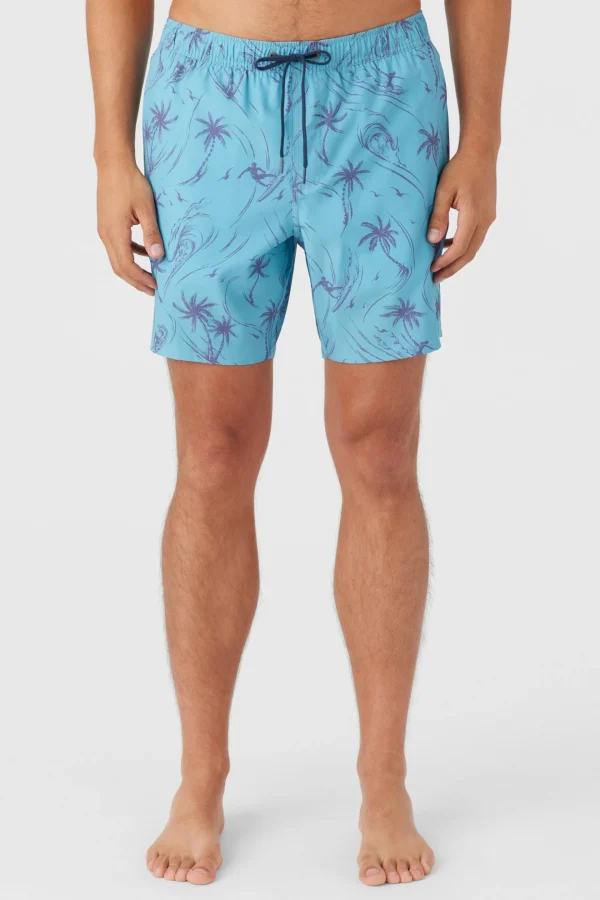 O’Neill Side Pockets^HERMOSA ELASTIC WAIST LINED 17" SWIM TRUNKS BLUE FADE