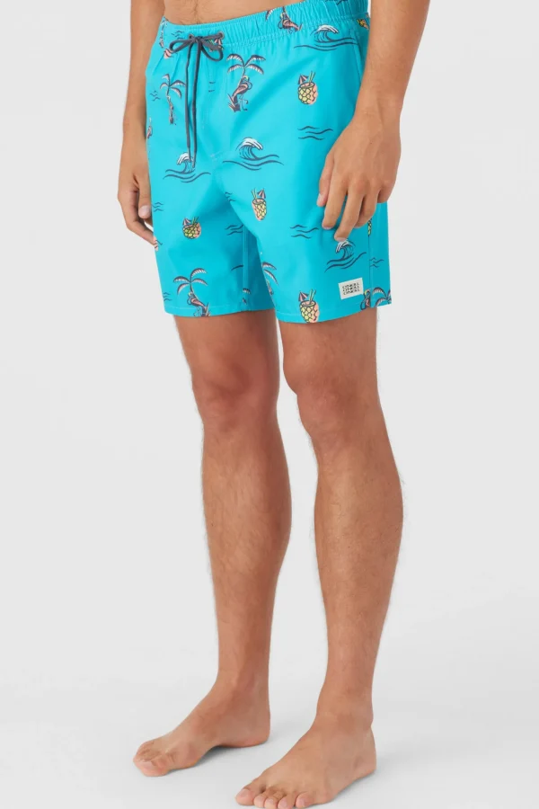 O’Neill Side Pockets^HERMOSA ELASTIC WAIST LINED 17" SWIM TRUNKS PEACOCK BLUE