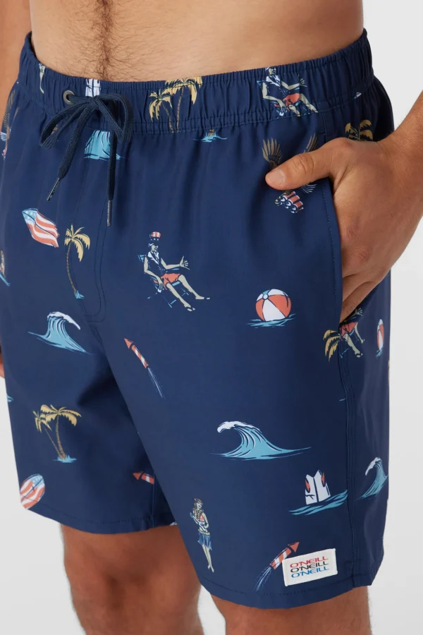 O’Neill Side Pockets^HERMOSA ELASTIC WAIST LINED 17" SWIM TRUNKS NAVY