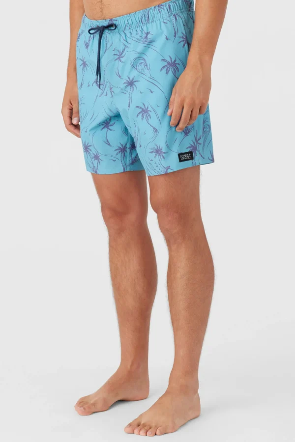 O’Neill Side Pockets^HERMOSA ELASTIC WAIST LINED 17" SWIM TRUNKS BLUE FADE