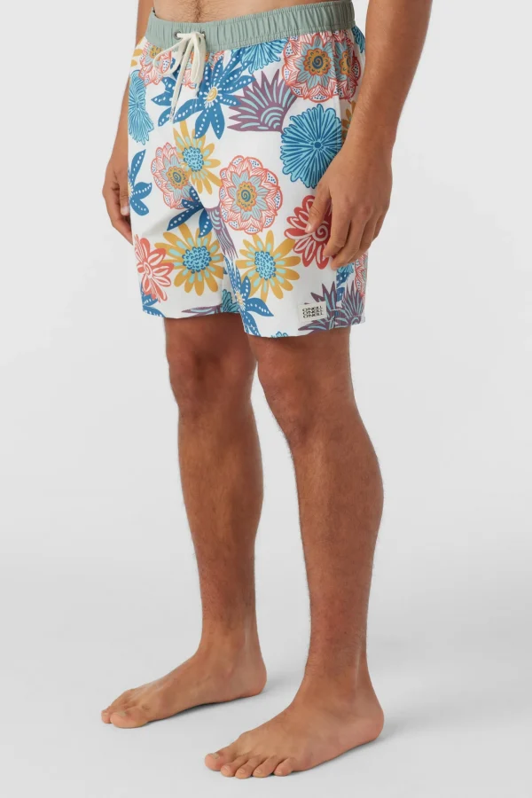 O’Neill Side Pockets^HERMOSA ELASTIC WAIST LINED 17" SWIM TRUNKS NATURAL