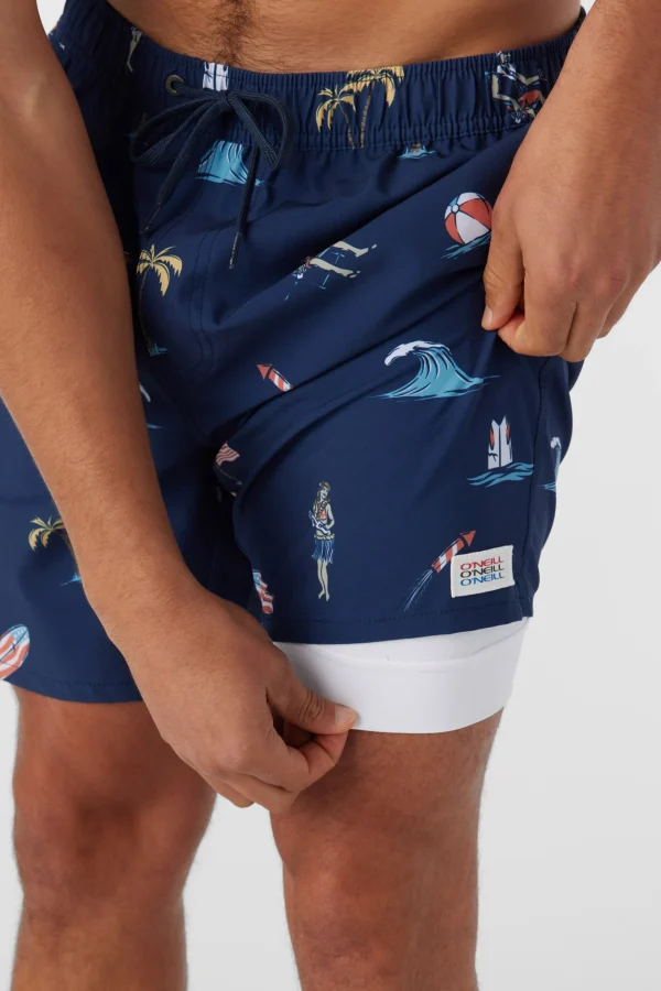 O’Neill Side Pockets^HERMOSA ELASTIC WAIST LINED 17" SWIM TRUNKS NAVY