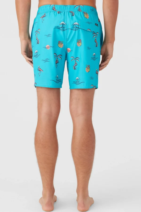 O’Neill Side Pockets^HERMOSA ELASTIC WAIST LINED 17" SWIM TRUNKS PEACOCK BLUE