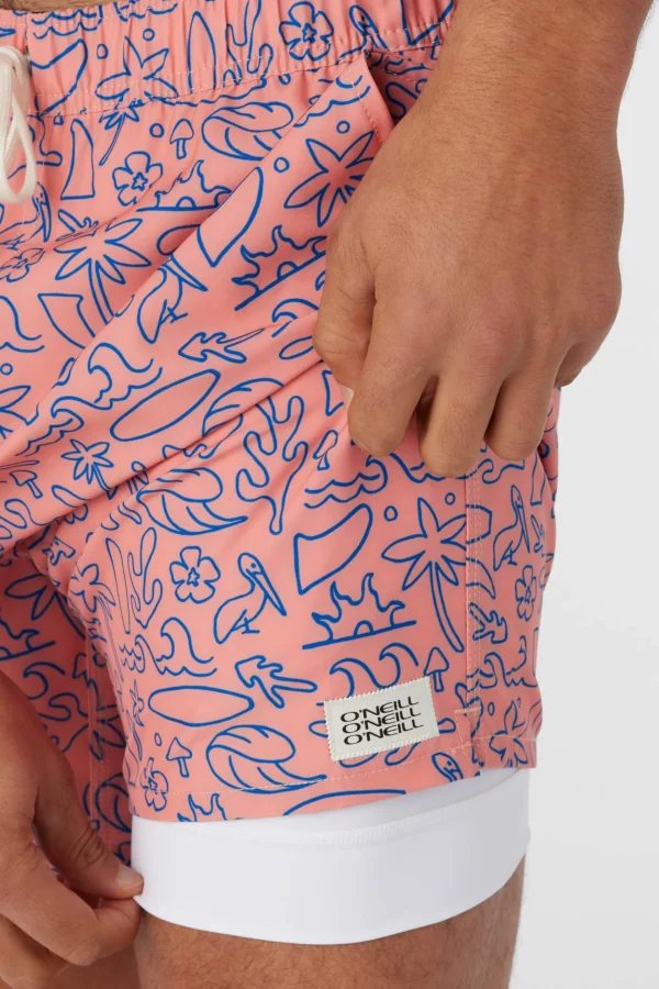 O’Neill Side Pockets^HERMOSA ELASTIC WAIST LINED 17" SWIM TRUNKS CORAL 2