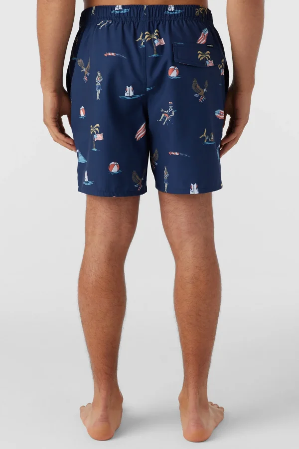 O’Neill Side Pockets^HERMOSA ELASTIC WAIST LINED 17" SWIM TRUNKS NAVY