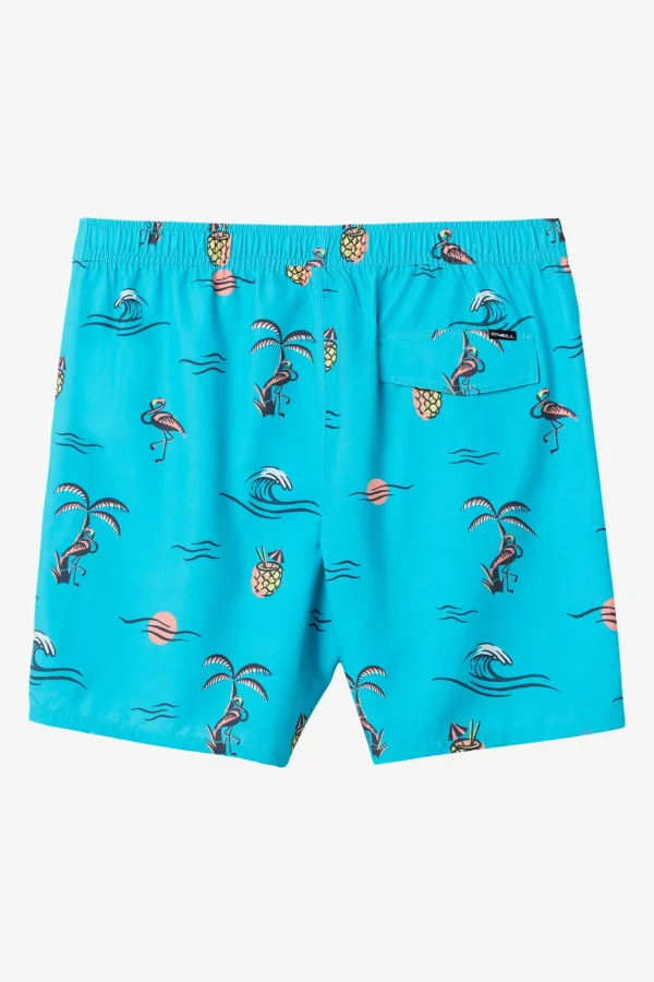 O’Neill Side Pockets^HERMOSA ELASTIC WAIST LINED 17" SWIM TRUNKS PEACOCK BLUE