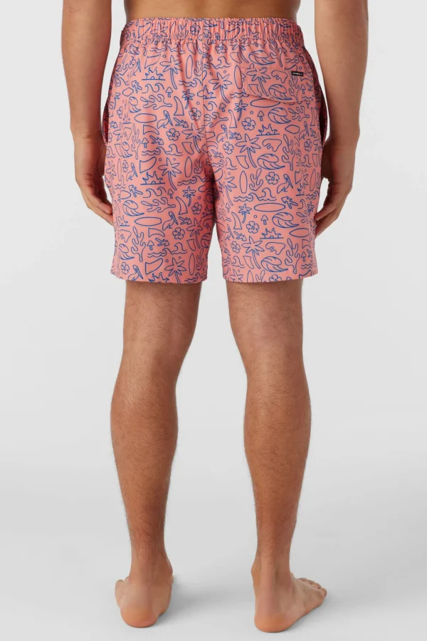 O’Neill Side Pockets^HERMOSA ELASTIC WAIST LINED 17" SWIM TRUNKS CORAL 2