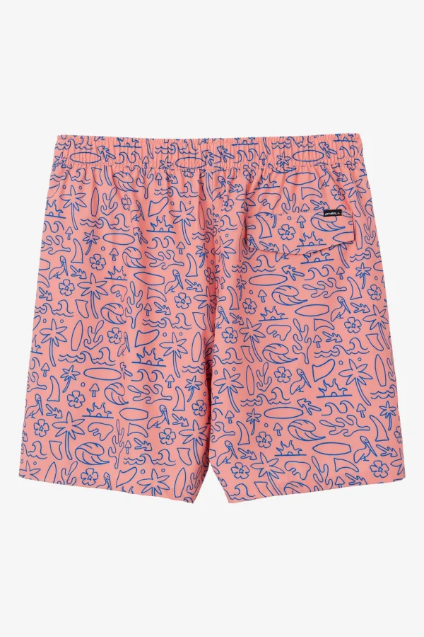 O’Neill Side Pockets^HERMOSA ELASTIC WAIST LINED 17" SWIM TRUNKS CORAL 2