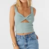 O’Neill Tops^JAYDE TWIST KNIT TANK TOP SILVER BLUE