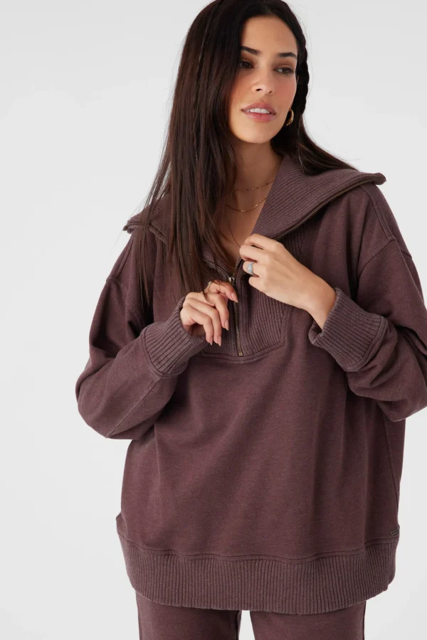 O’Neill Sweaters, Hoodies & Fleece^KARMA FRENCH TERRY HALF ZIP PULLOVER CHOCOLATE