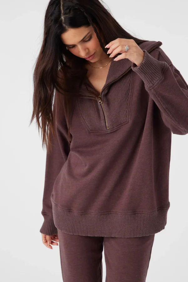 O’Neill Sweaters, Hoodies & Fleece^KARMA FRENCH TERRY HALF ZIP PULLOVER CHOCOLATE