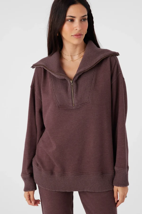 O’Neill Sweaters, Hoodies & Fleece^KARMA FRENCH TERRY HALF ZIP PULLOVER CHOCOLATE