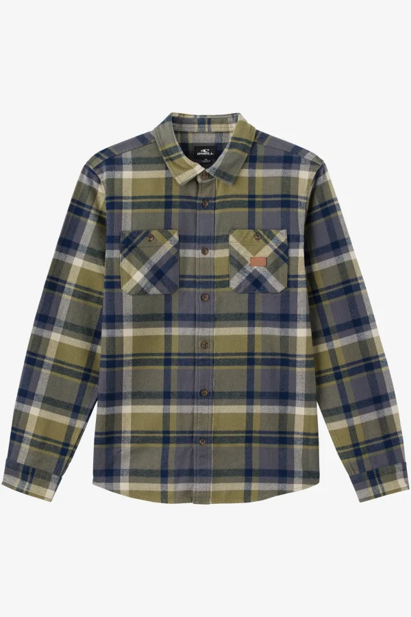 O’Neill Shirts & Flannels^LANDMARKED FLANNEL STANDARD FIT LONG SLEEVE SHIRT DEEP LICHEN GREEN