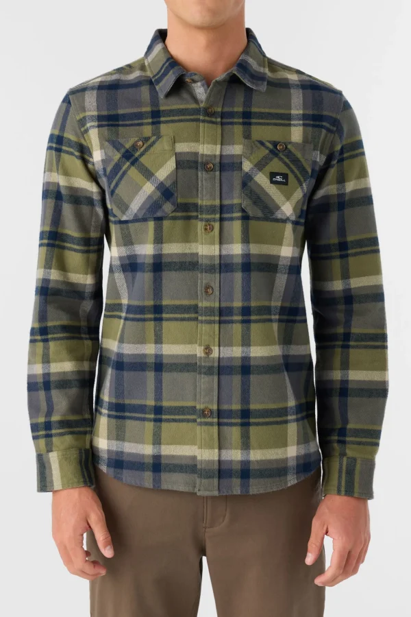 O’Neill Shirts & Flannels^LANDMARKED FLANNEL STANDARD FIT LONG SLEEVE SHIRT DEEP LICHEN GREEN