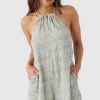 O’Neill Jumpsuits & Rompers^LARA ZEBRA TEXTURE HALTER ROMPER SILVER BLUE