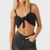 O’Neill Tops^LEA TIE-FRONT CROP TOP BLACK