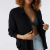 O’Neill Cover-Ups^LENI CRINKLE DOUBLE GAUZE BUTTON DOWN SHIRT BLACK